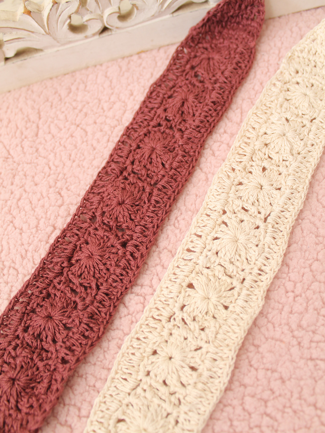 Velvery Self Designed Crochet Headband (Set of 2) - Multicolor