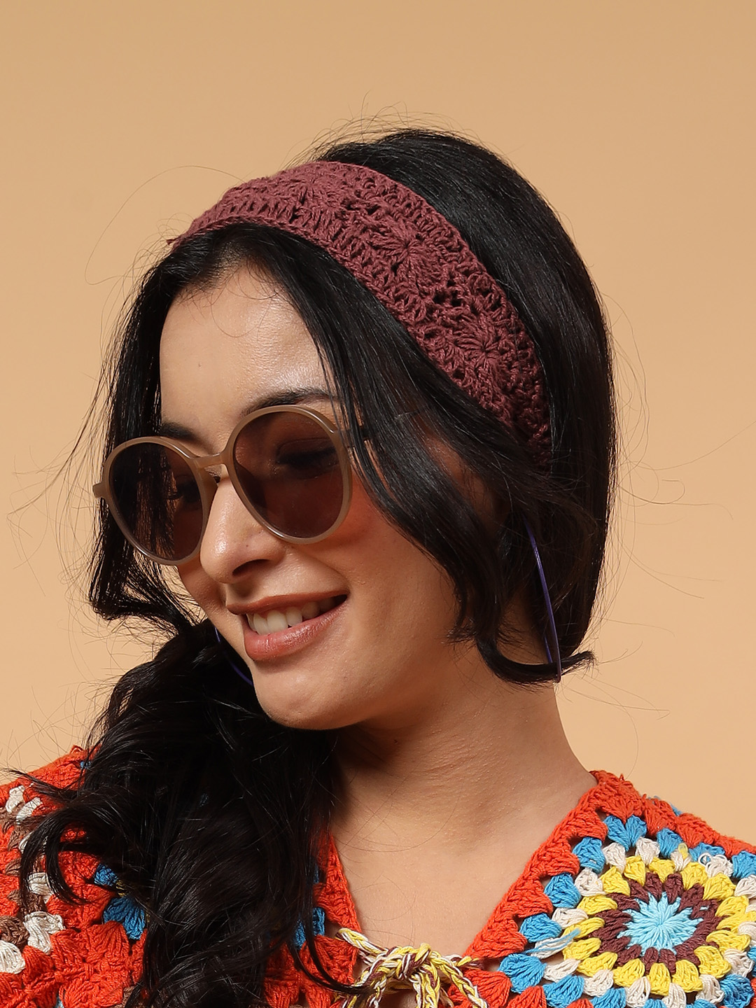 Velvery Self Designed Crochet Headband (Set of 2) - Multicolor
