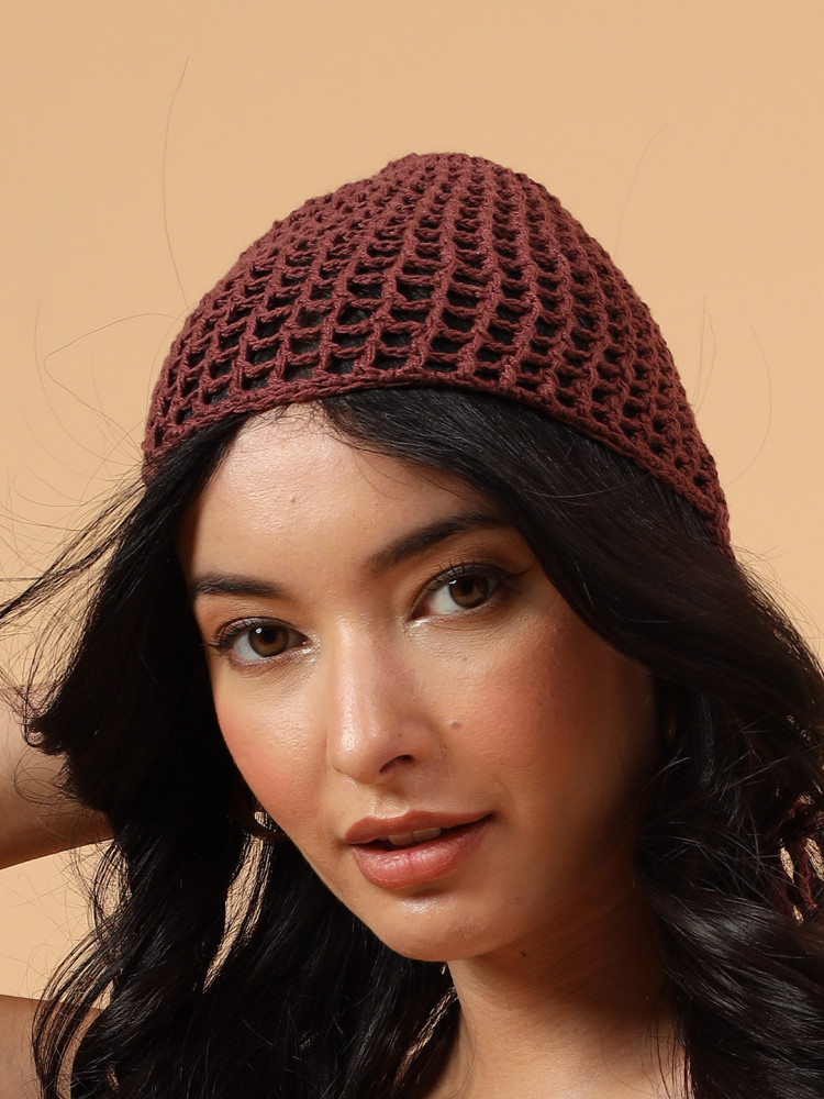 Image of Velvery Crochet Self Design Hairband - Brown