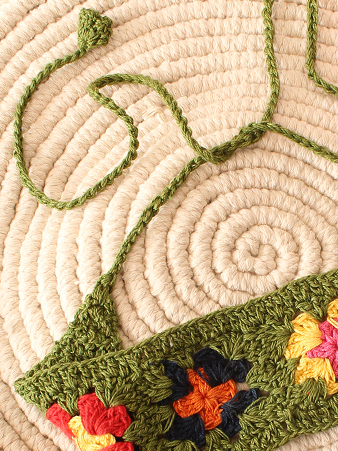 Velvery Hand-Knitted Olive Granny Square Stitch Cotton Headband
