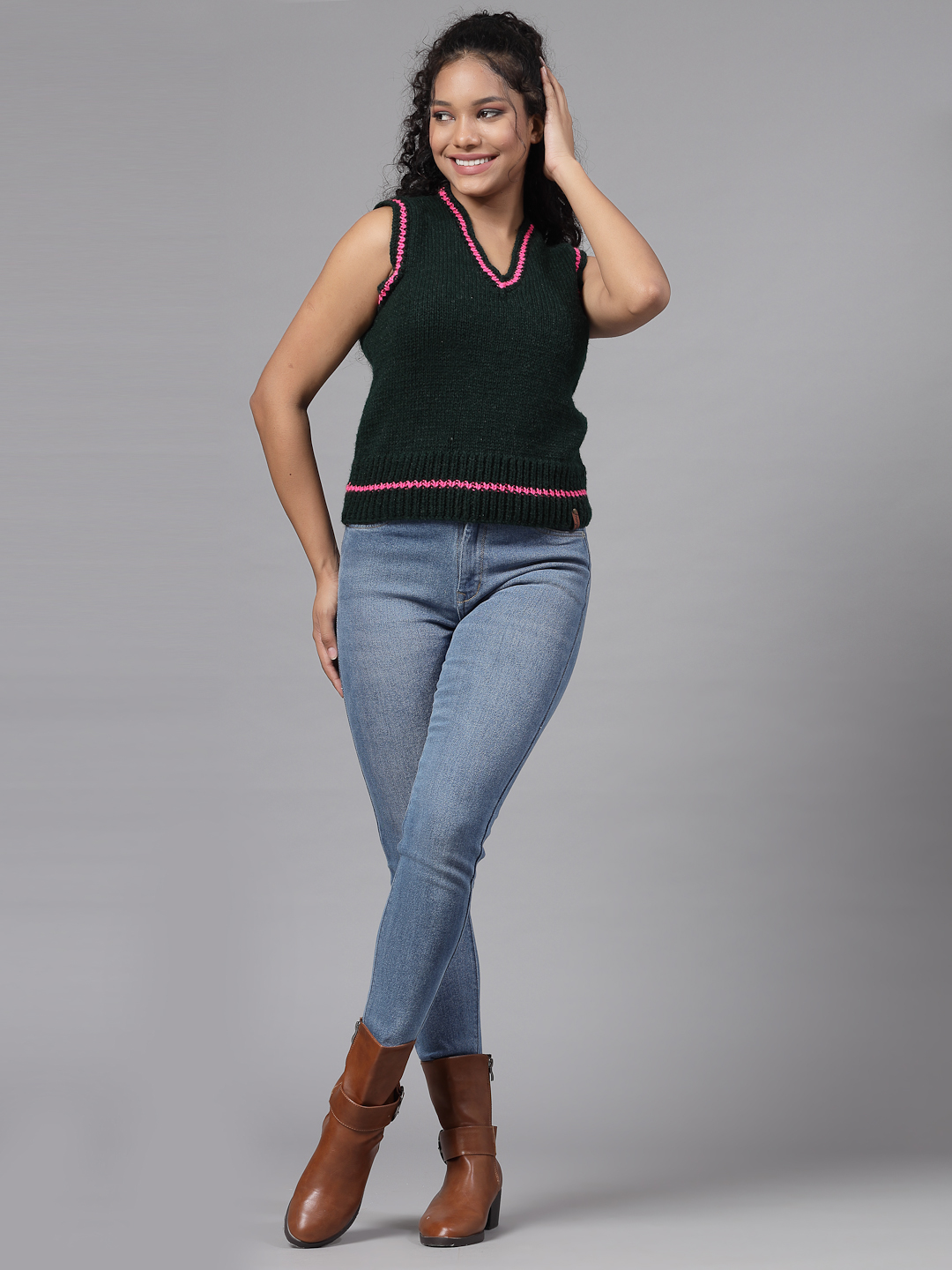 Varsity Sweater for Women - Sap Green