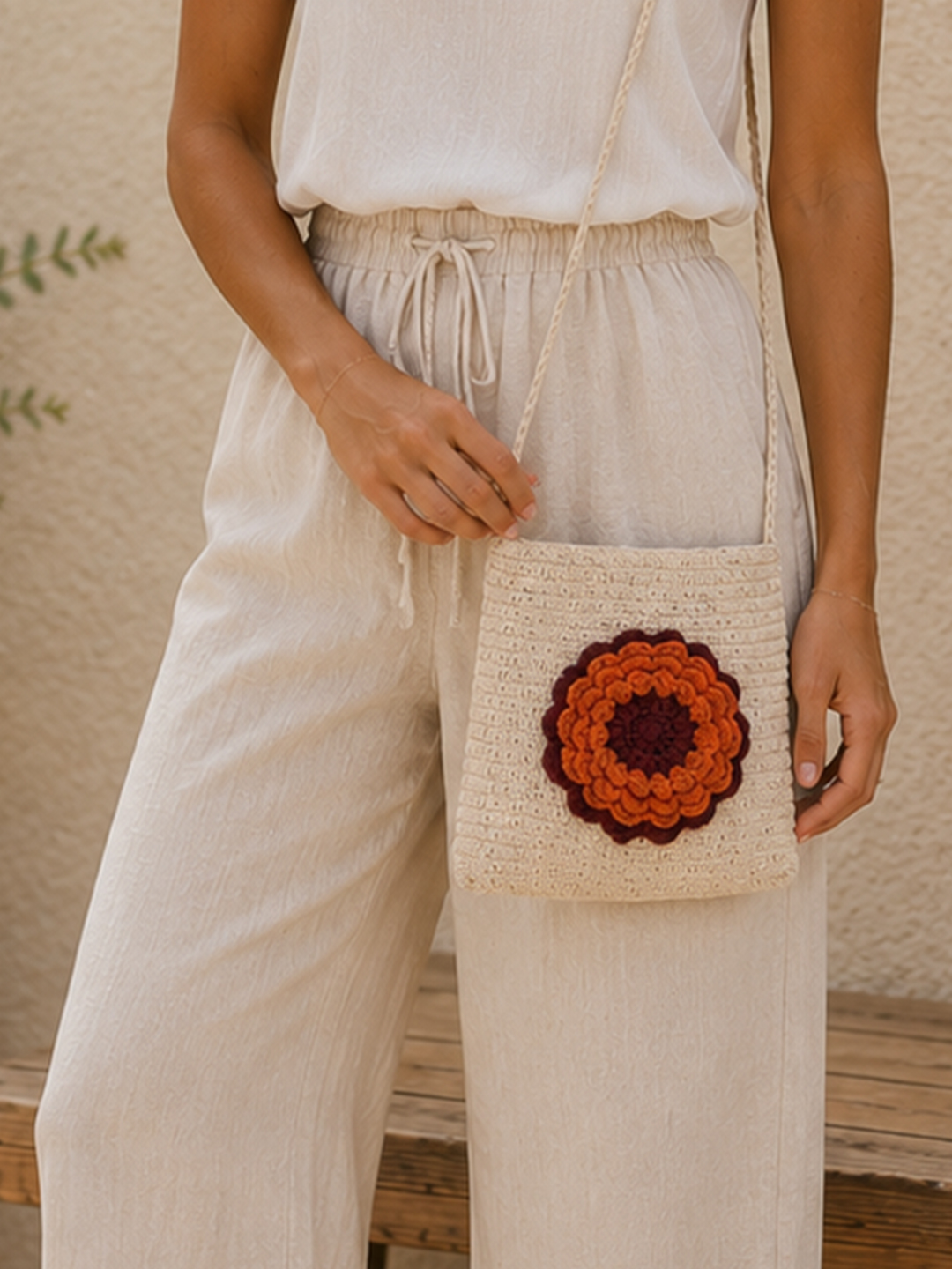 Womens Sunflower Handcrafted Sling Bag