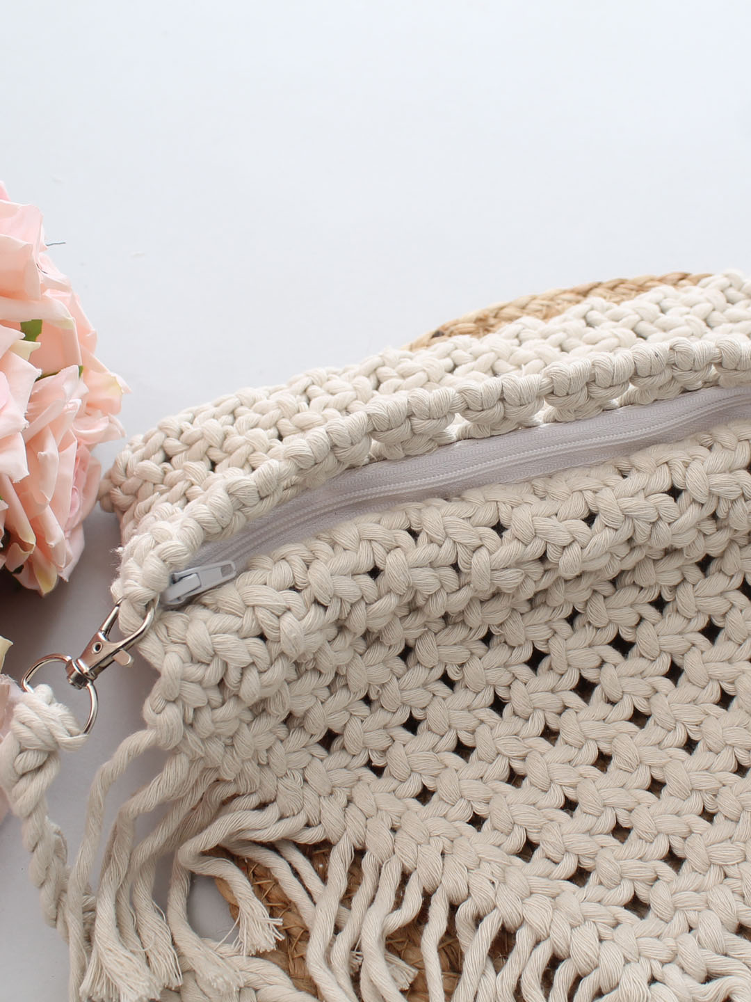 Handmade Macrame Bag With Detachable Sling Strap - Off White