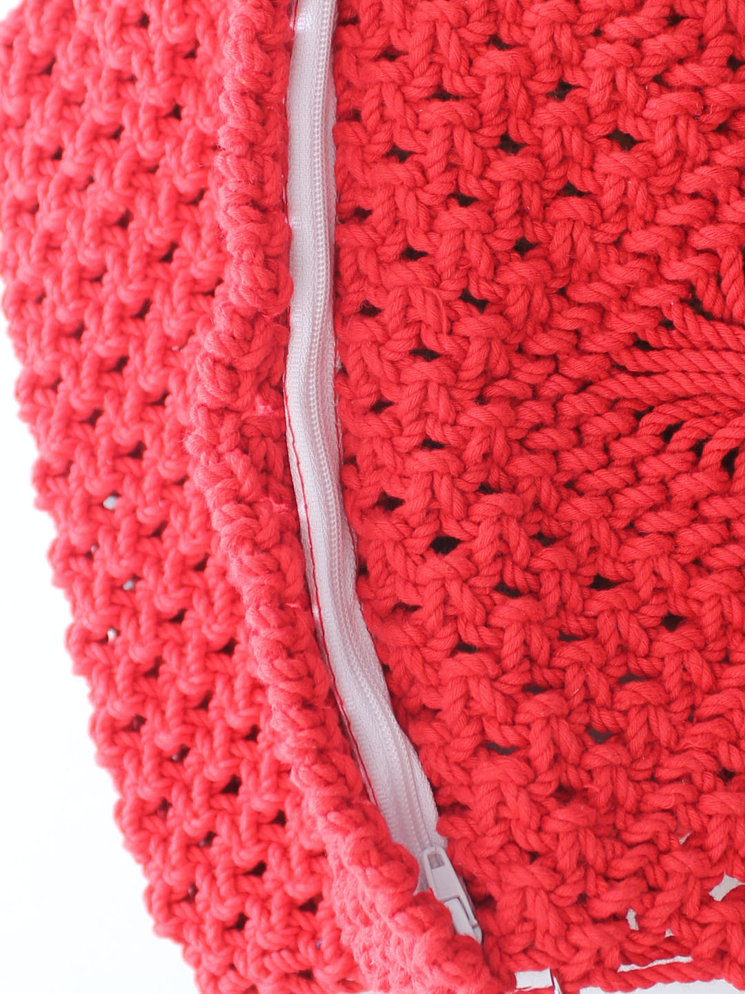 Handmade Macrame Bag With Detachable Sling Strap - Red