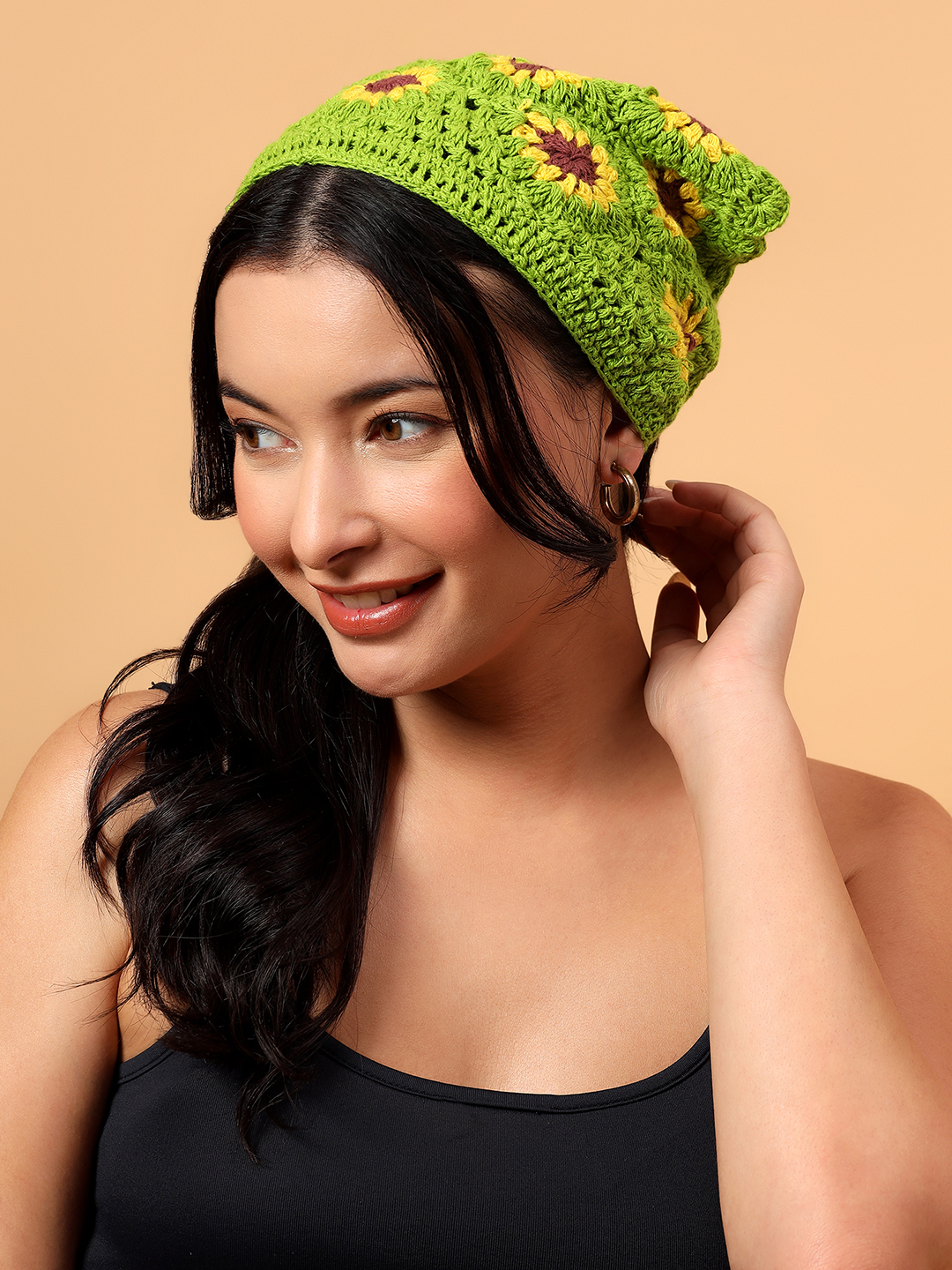 Velvery Handmade Sunflower Bandana  Green