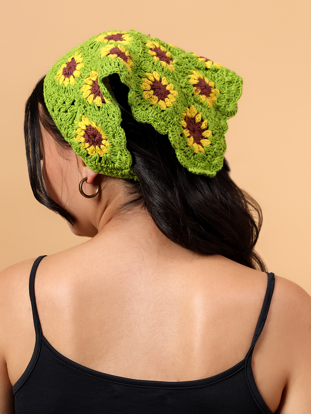 Velvery Handmade Sunflower Bandana  Green