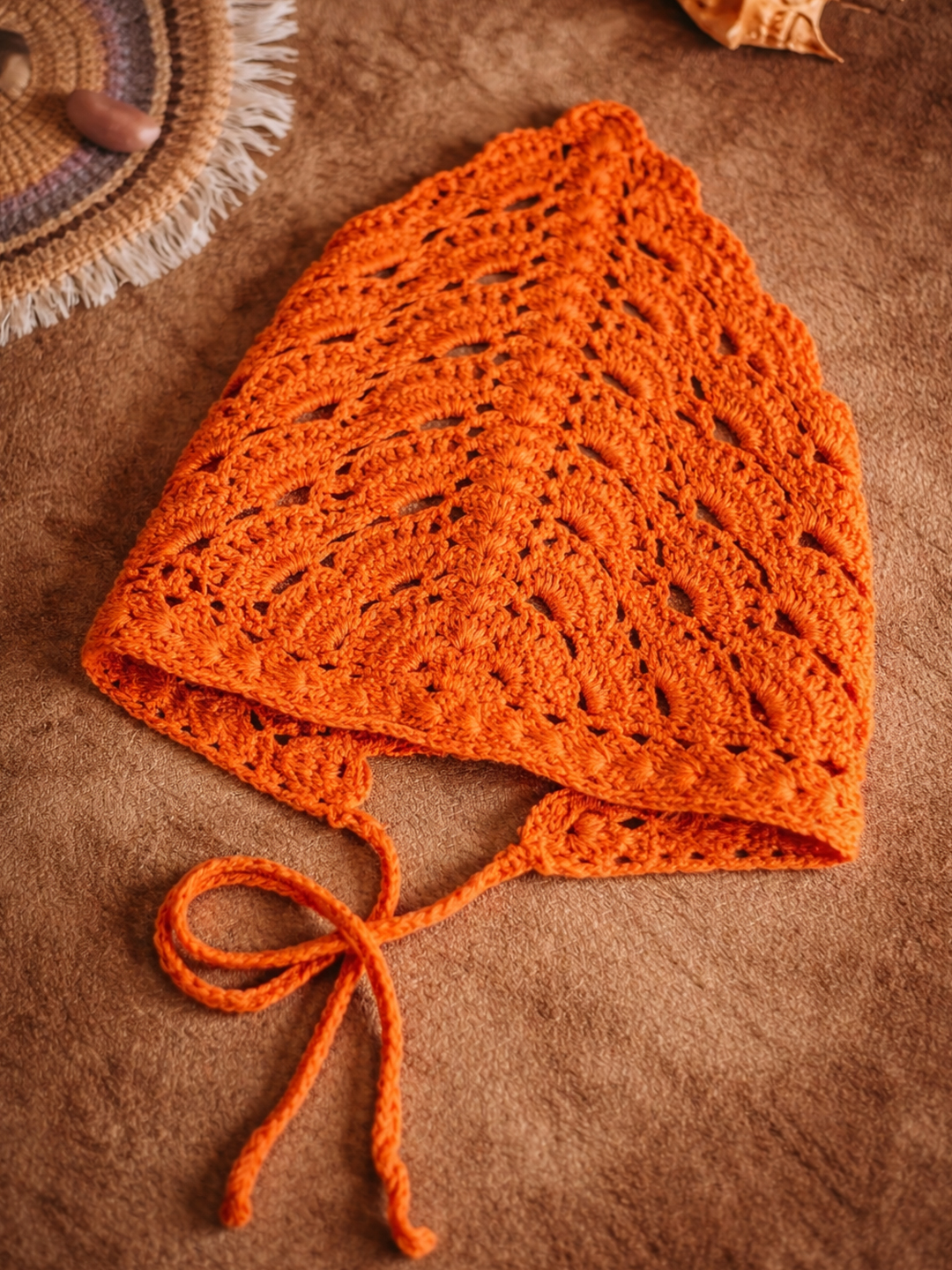 Velvery Crochet Self Designed Bandana - Orange