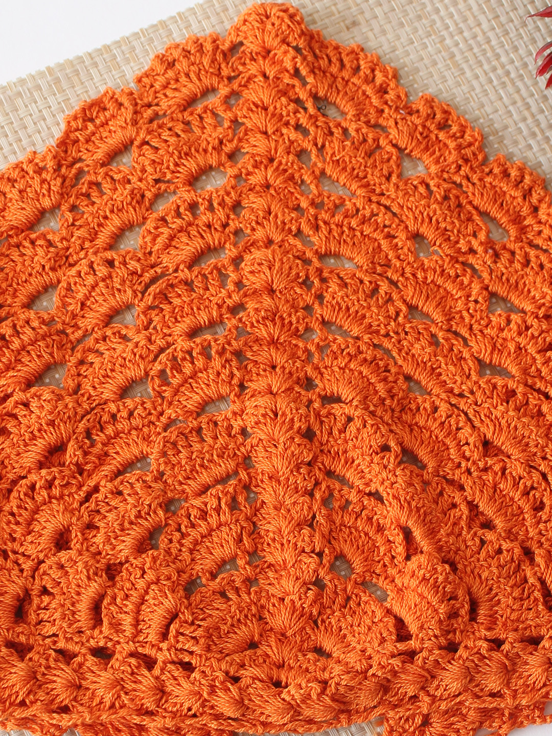 Velvery Crochet Self Designed Bandana - Orange