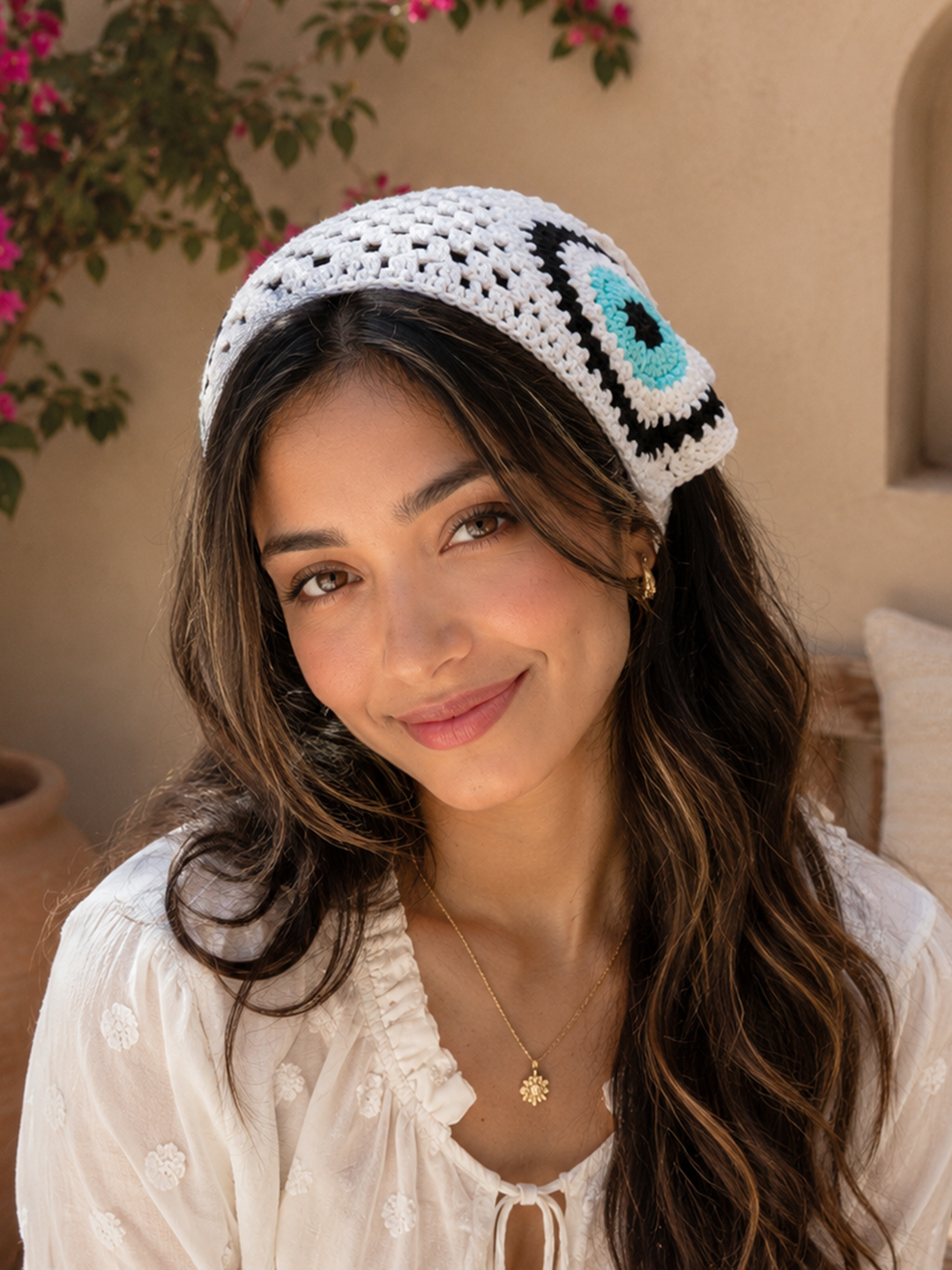 Women Crochet Head Scarf - White