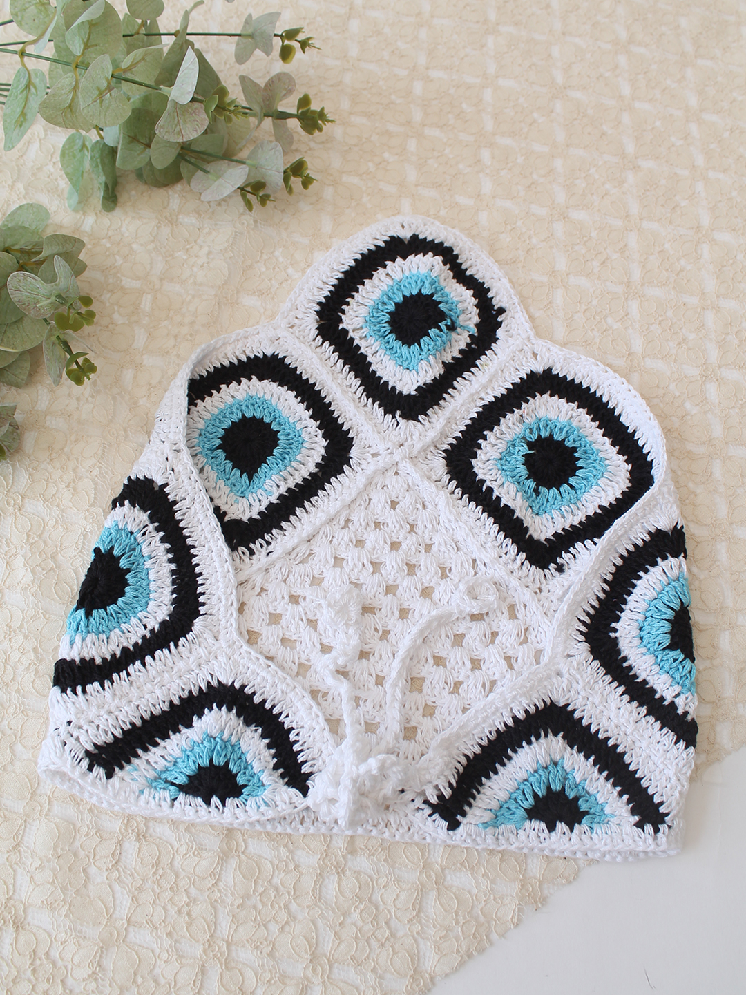 Women Crochet Head Scarf - White