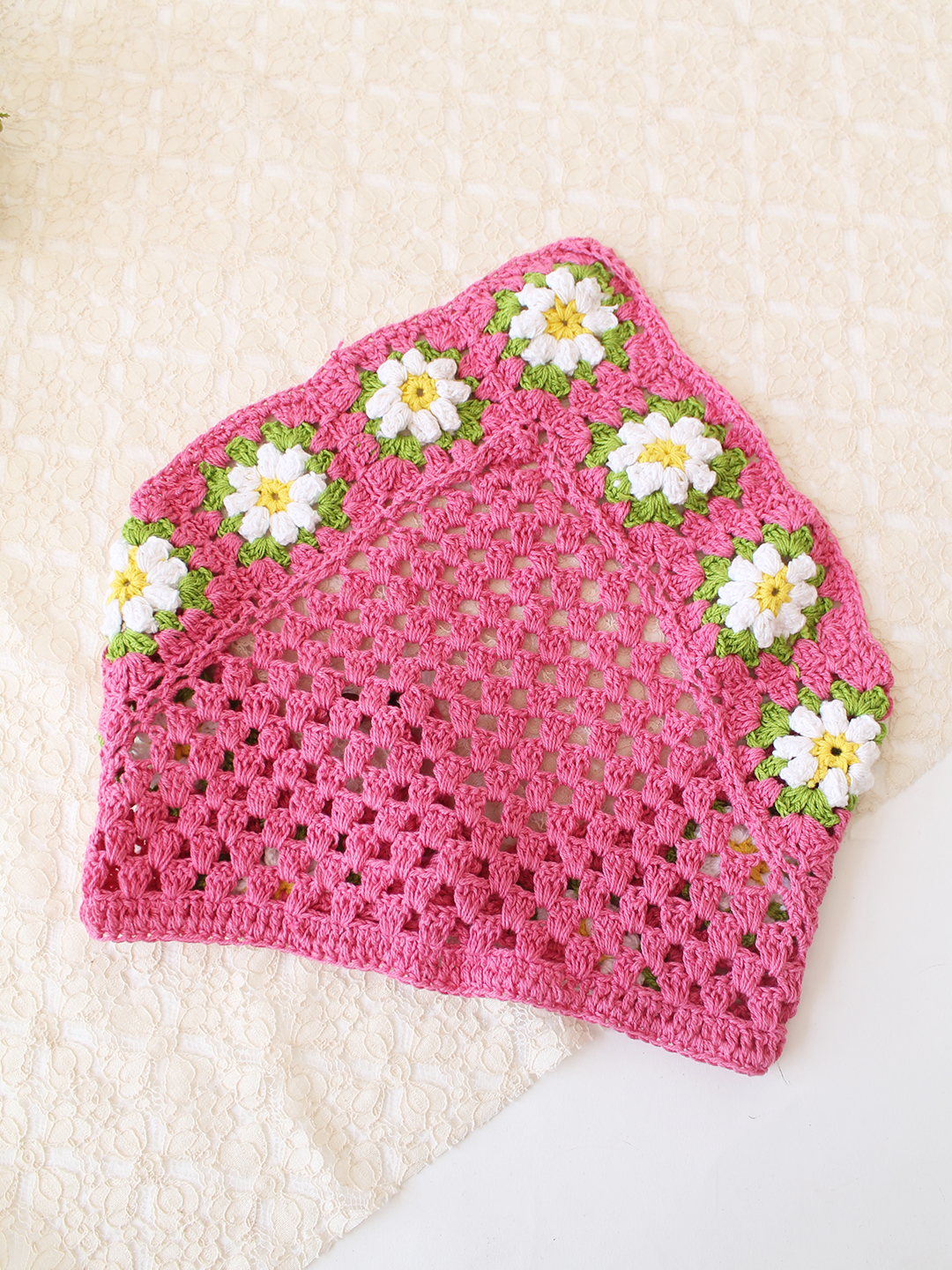 Women Crochet Head Bandana - Pink
