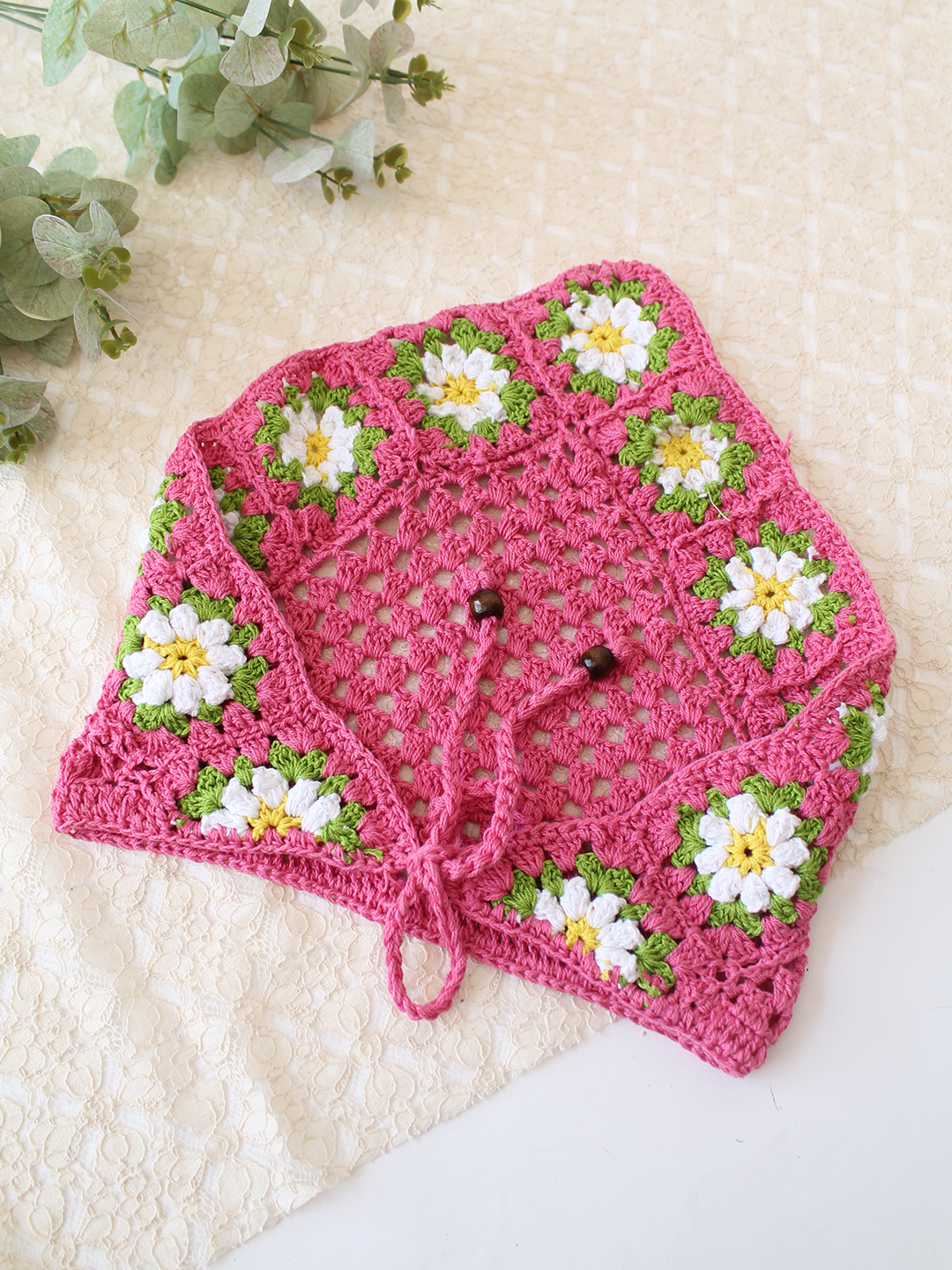 Women Crochet Head Bandana - Pink