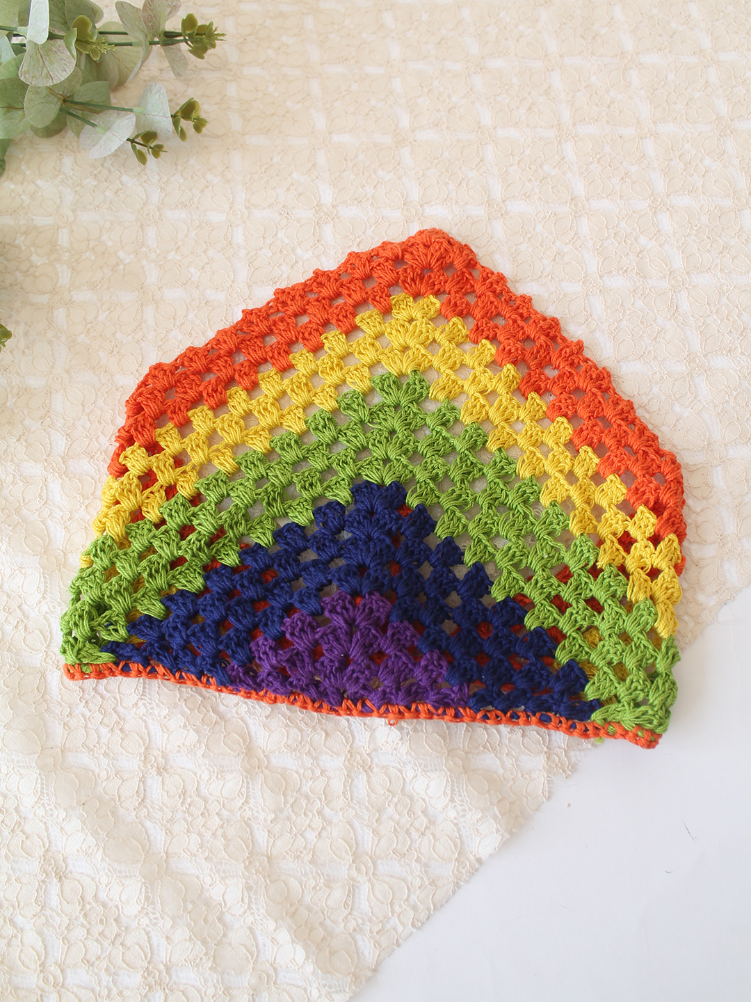 Women Crochet Boho Head Scarf - Multicolor