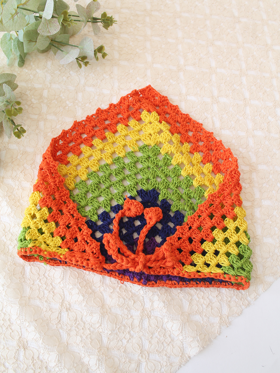 Women Crochet Boho Head Scarf - Multicolor