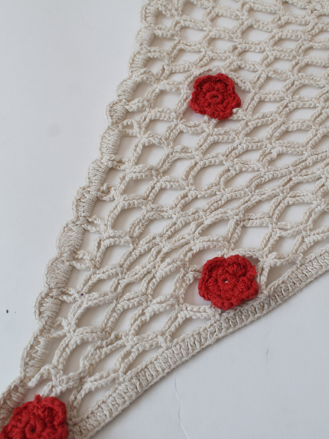 Crochet Floral Bandana - Offwhite