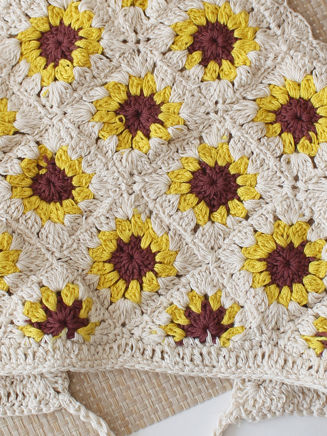 Velvery Handmade Sunflower Bandana  Off White