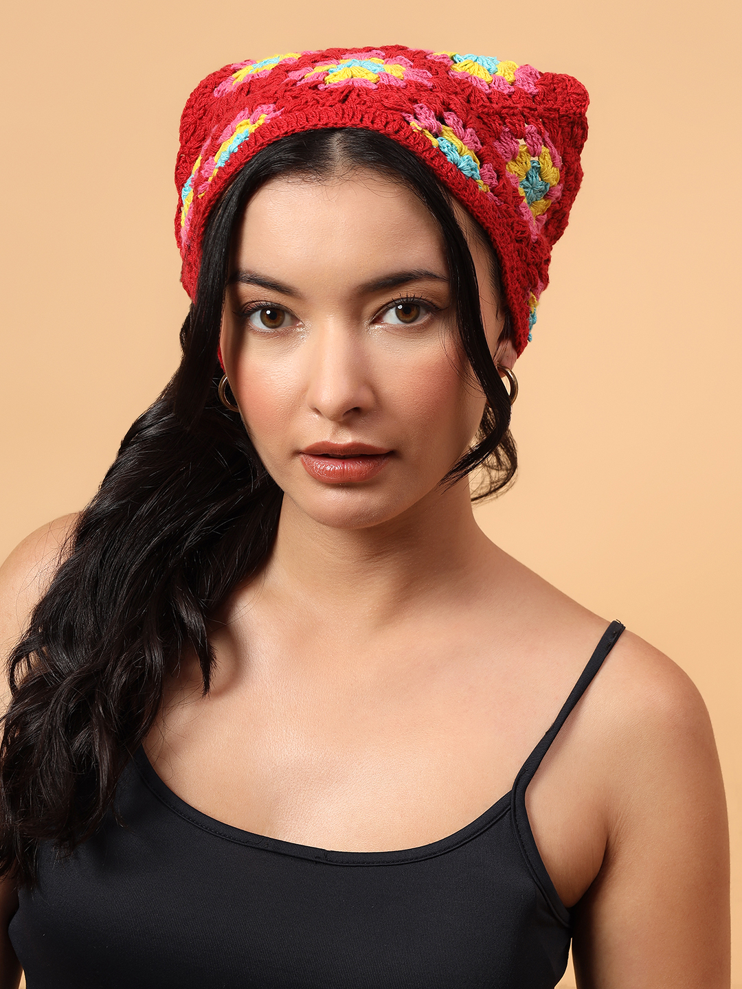 Velvery Handmade Granny Square Bandana - Multicolor