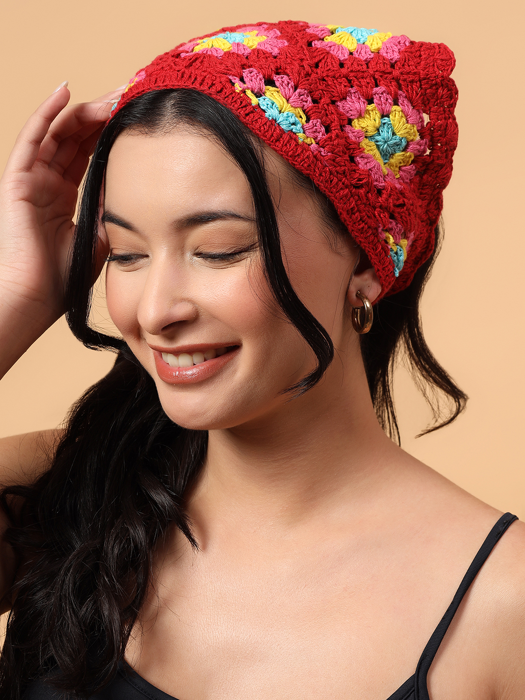 Velvery Handmade Granny Square Bandana  Multicolor