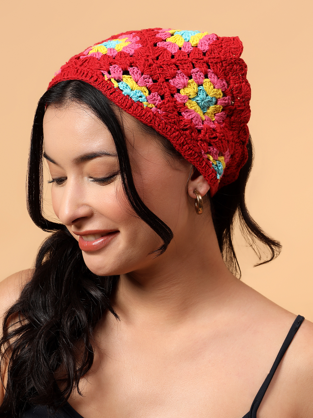 Velvery Handmade Granny Square Bandana  Multicolor