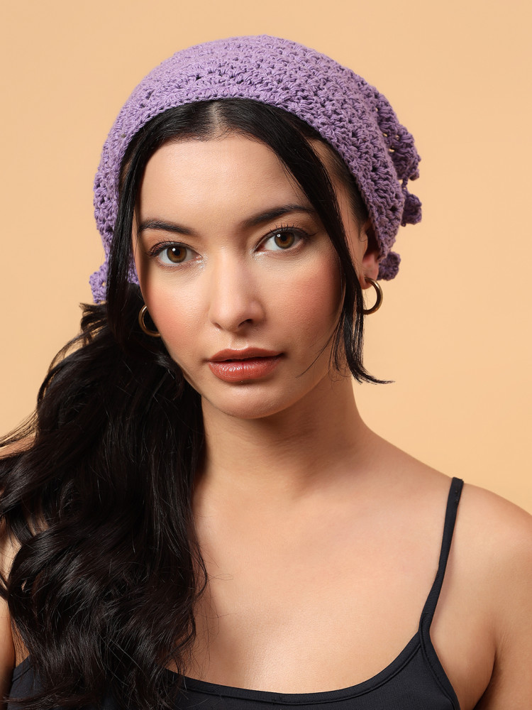 Image of Velvery Handmade Self Design Bandana - Lavender