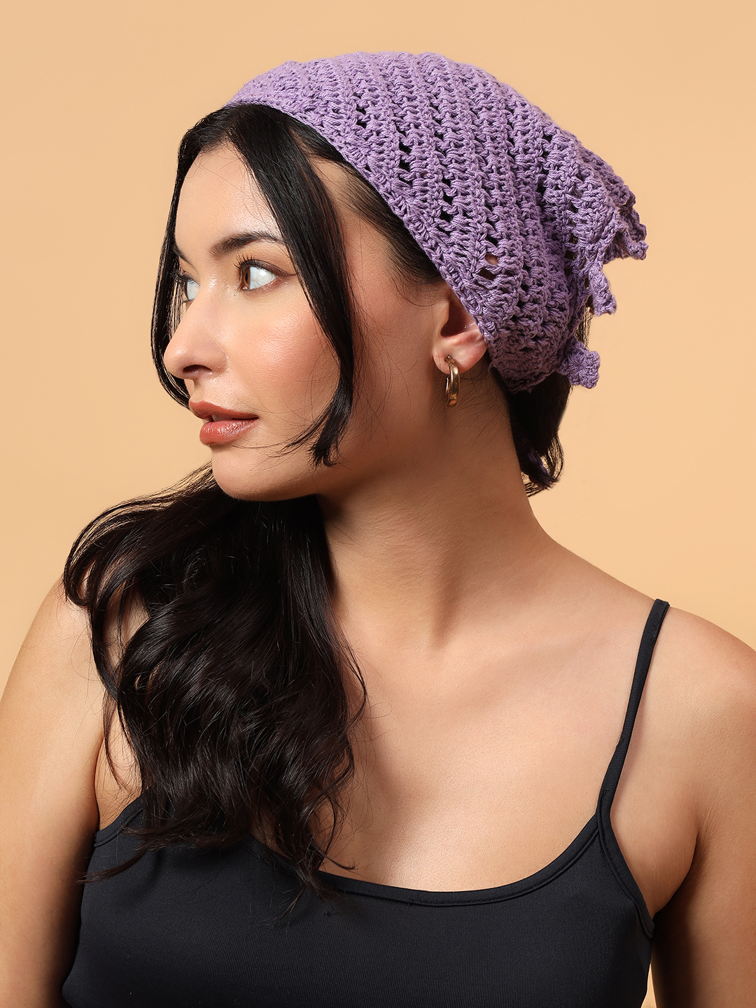 Velvery Handmade Self Design Bandana  Lavender