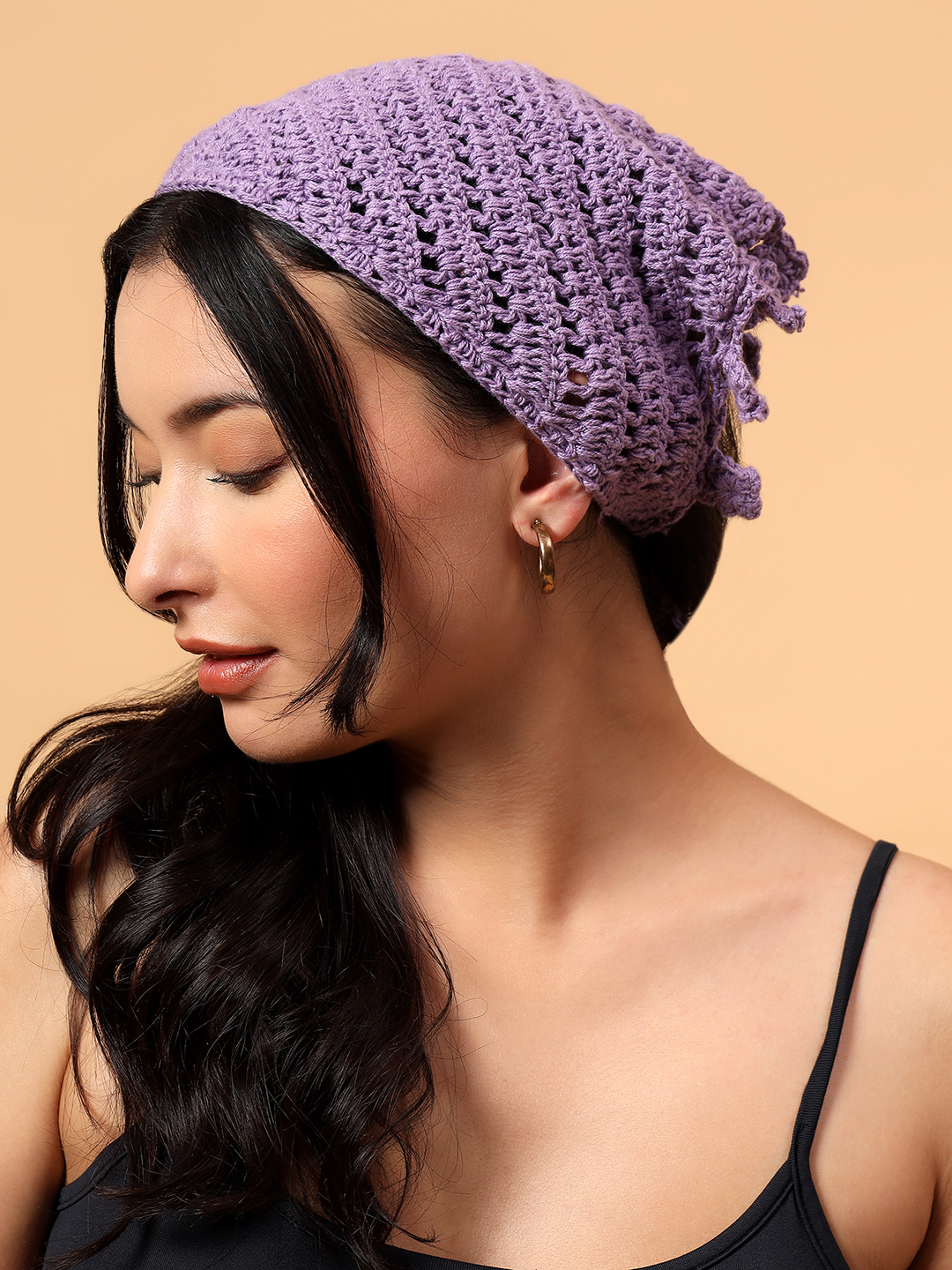 Velvery Handmade Self Design Bandana  Lavender