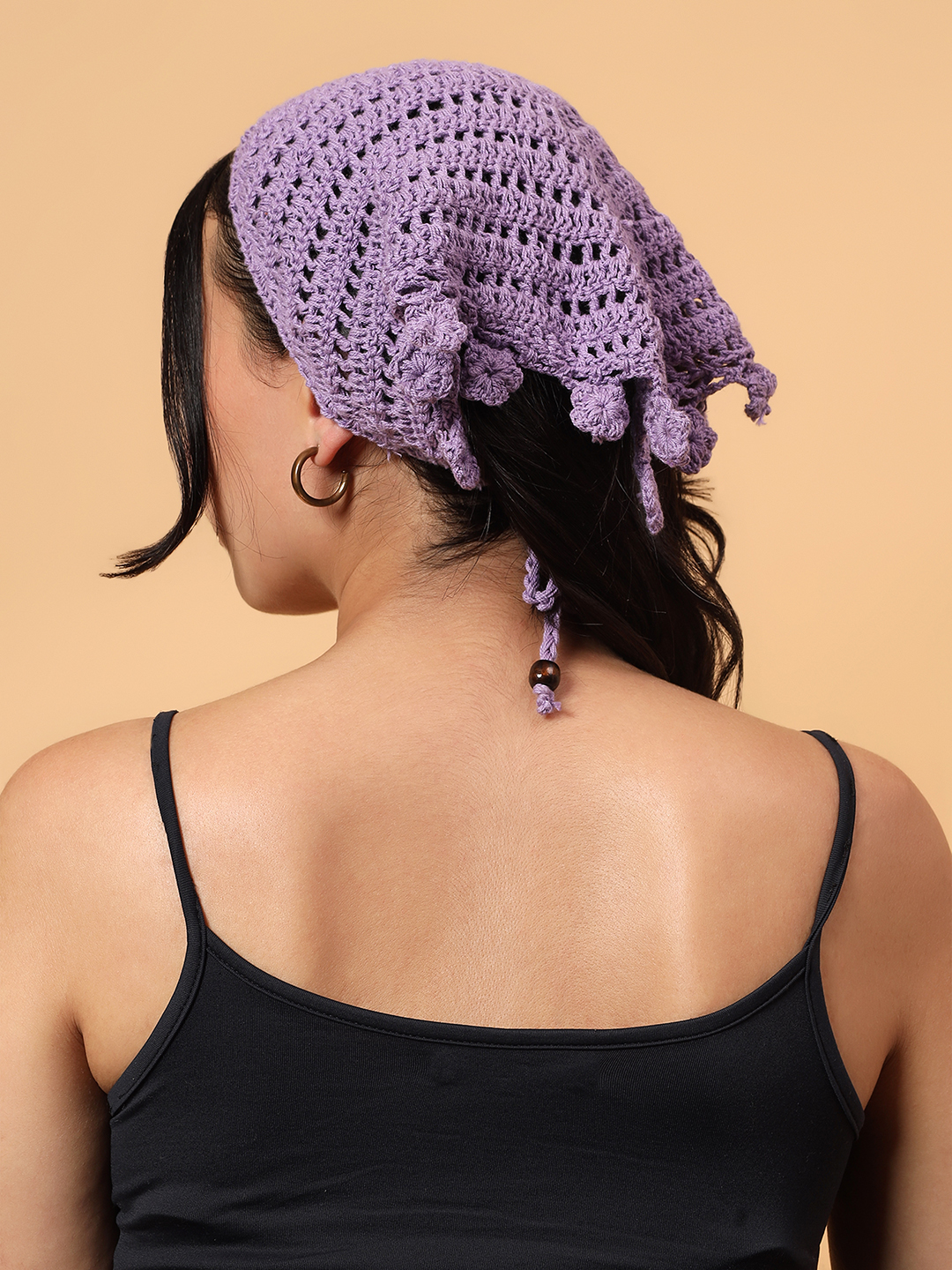 Velvery Handmade Self Design Bandana  Lavender