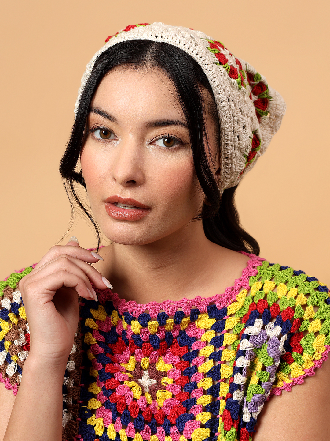 Velvery Handmade Floral Bandana - Off White