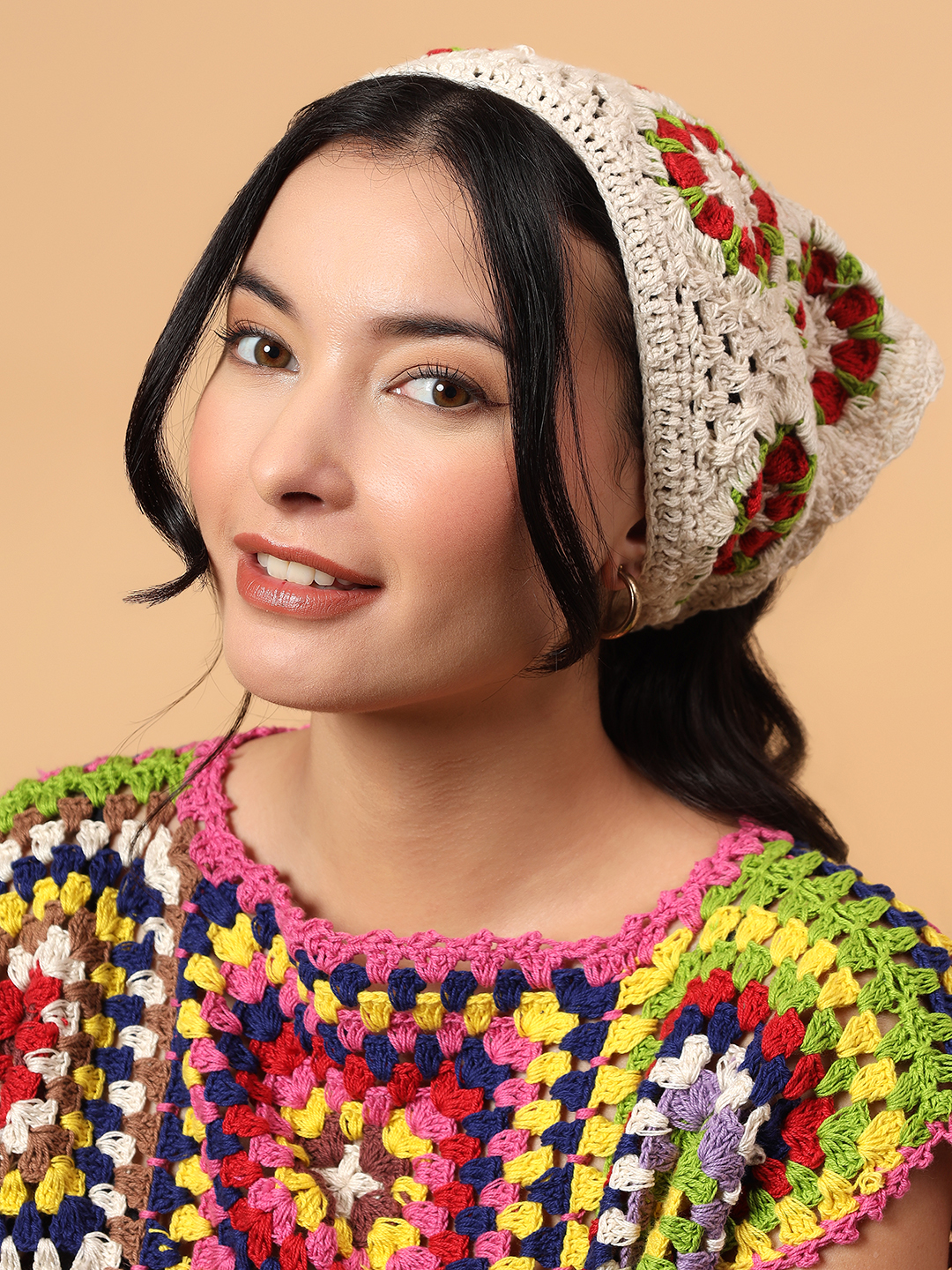 Velvery Handmade Floral Bandana  Off White