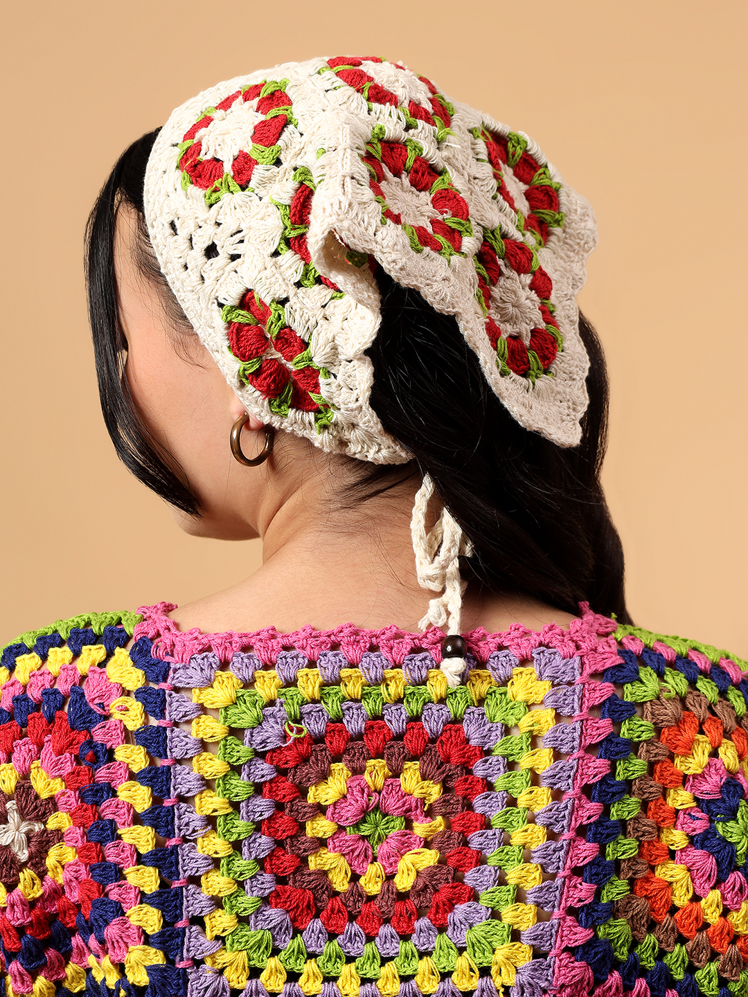 Velvery Handmade Floral Bandana  Off White