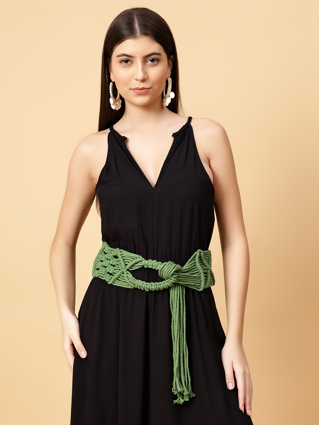 Velvery Handmade Women Bohemian Macrame Braided Belt Green