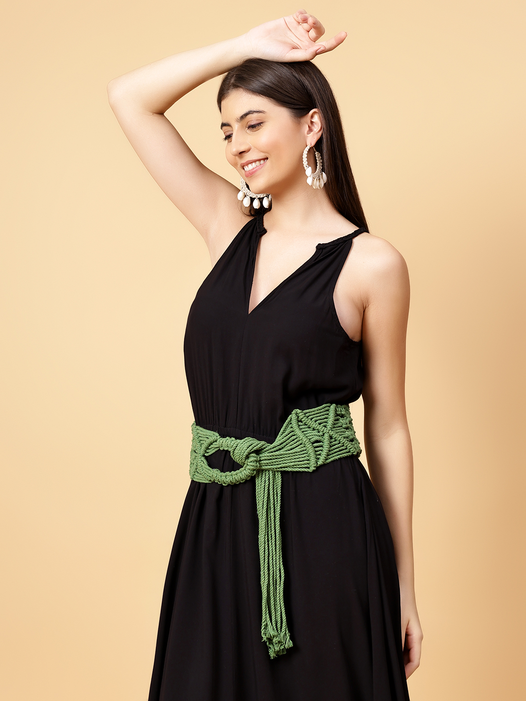 Velvery Handmade Women Bohemian Macrame Braided Belt Green