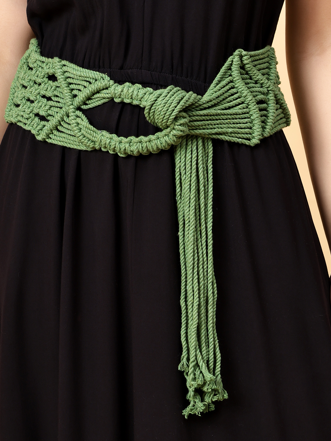 Velvery Handmade Women Bohemian Macrame Braided Belt Green