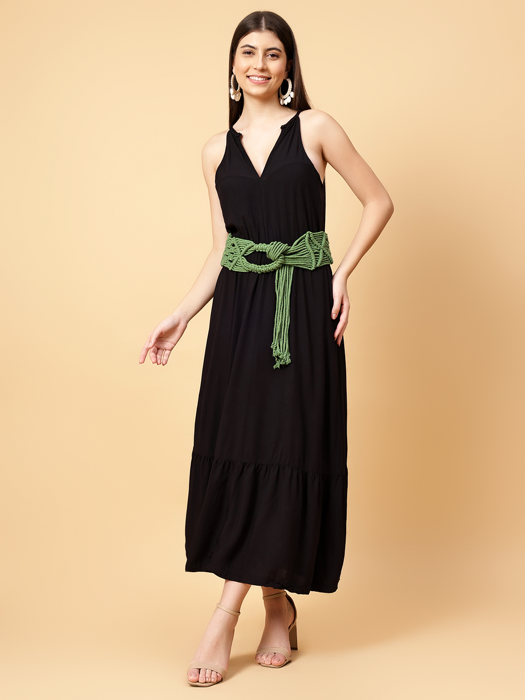Velvery Handmade Women Bohemian Macrame Braided Belt Green
