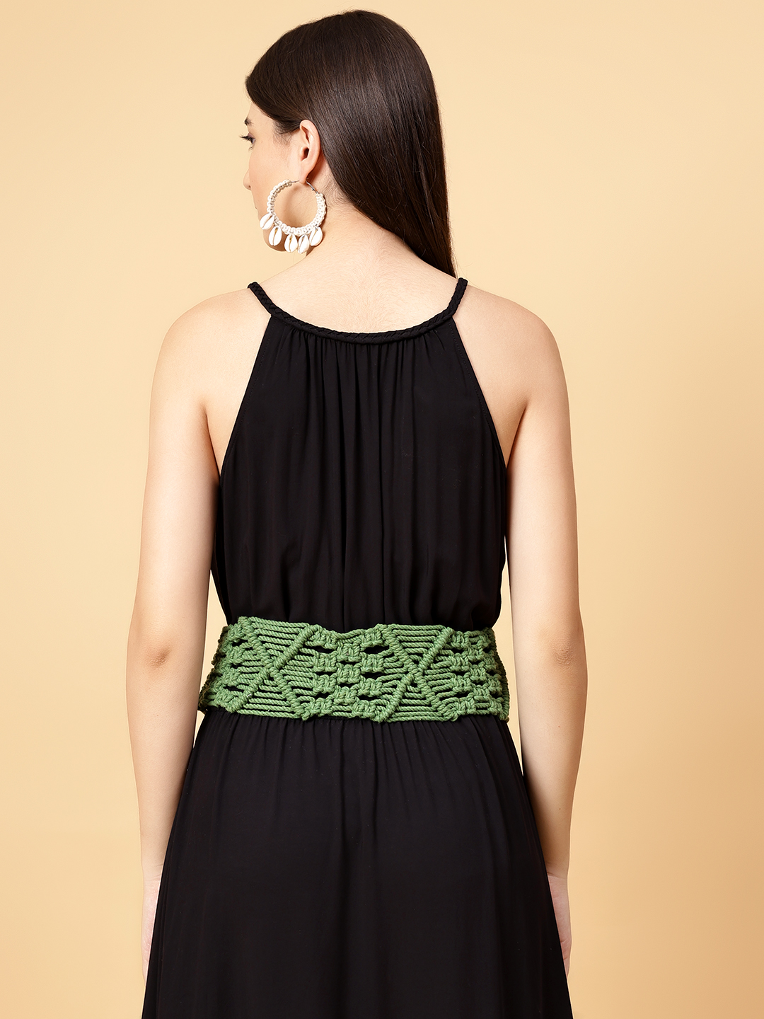 Velvery Handmade Women Bohemian Macrame Braided Belt Green