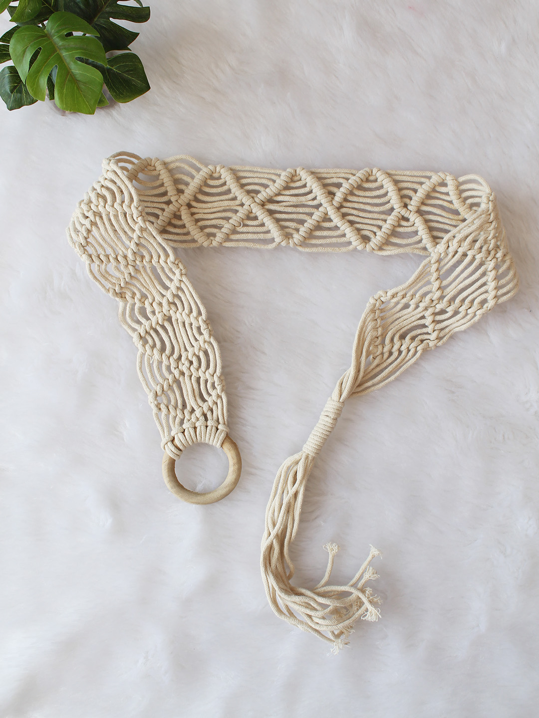 Velvery Handmade Bohemian Macrame Braided Belt - Off White