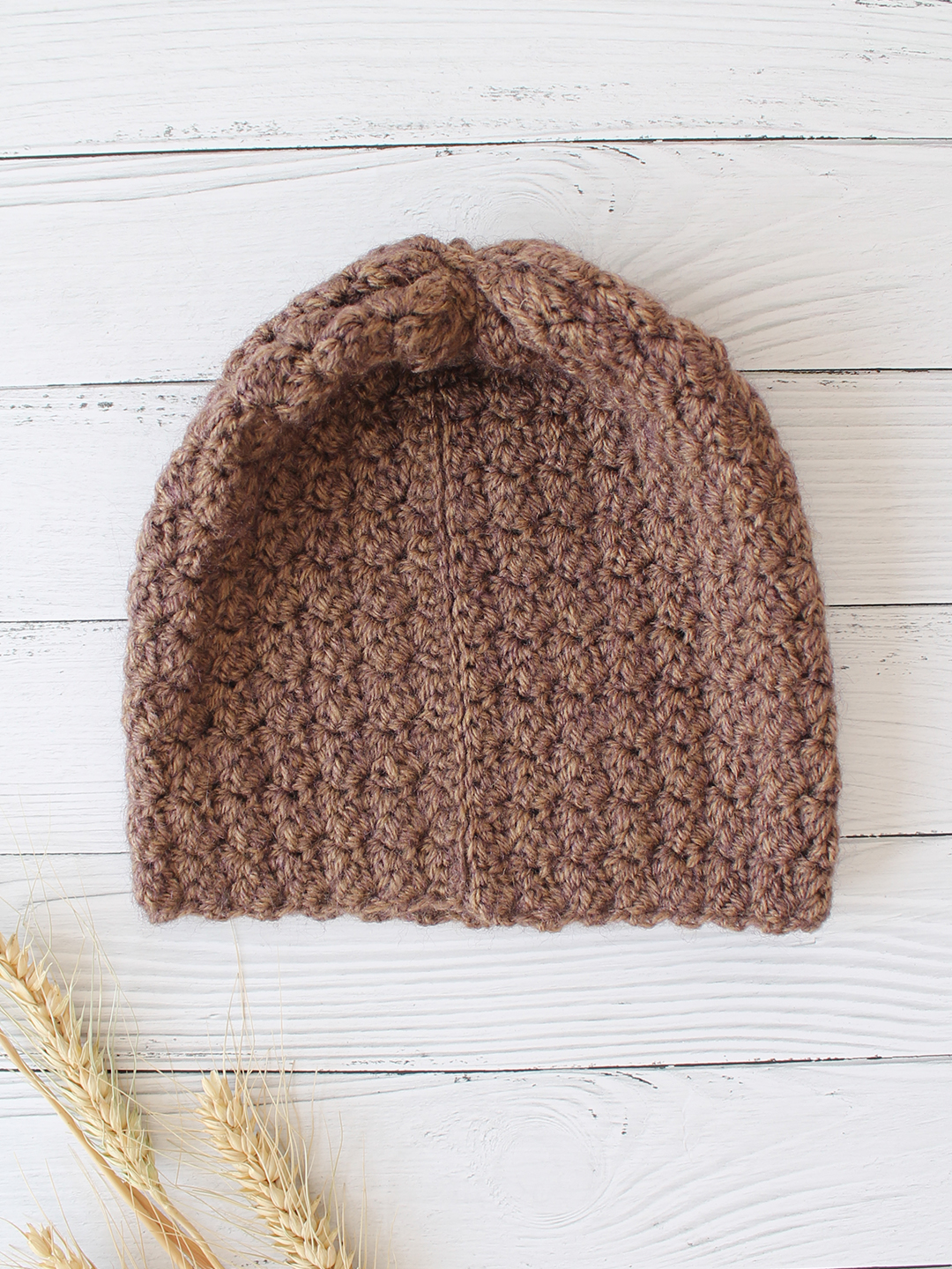 Velvery Handknitted Brown Self Design Beanie
