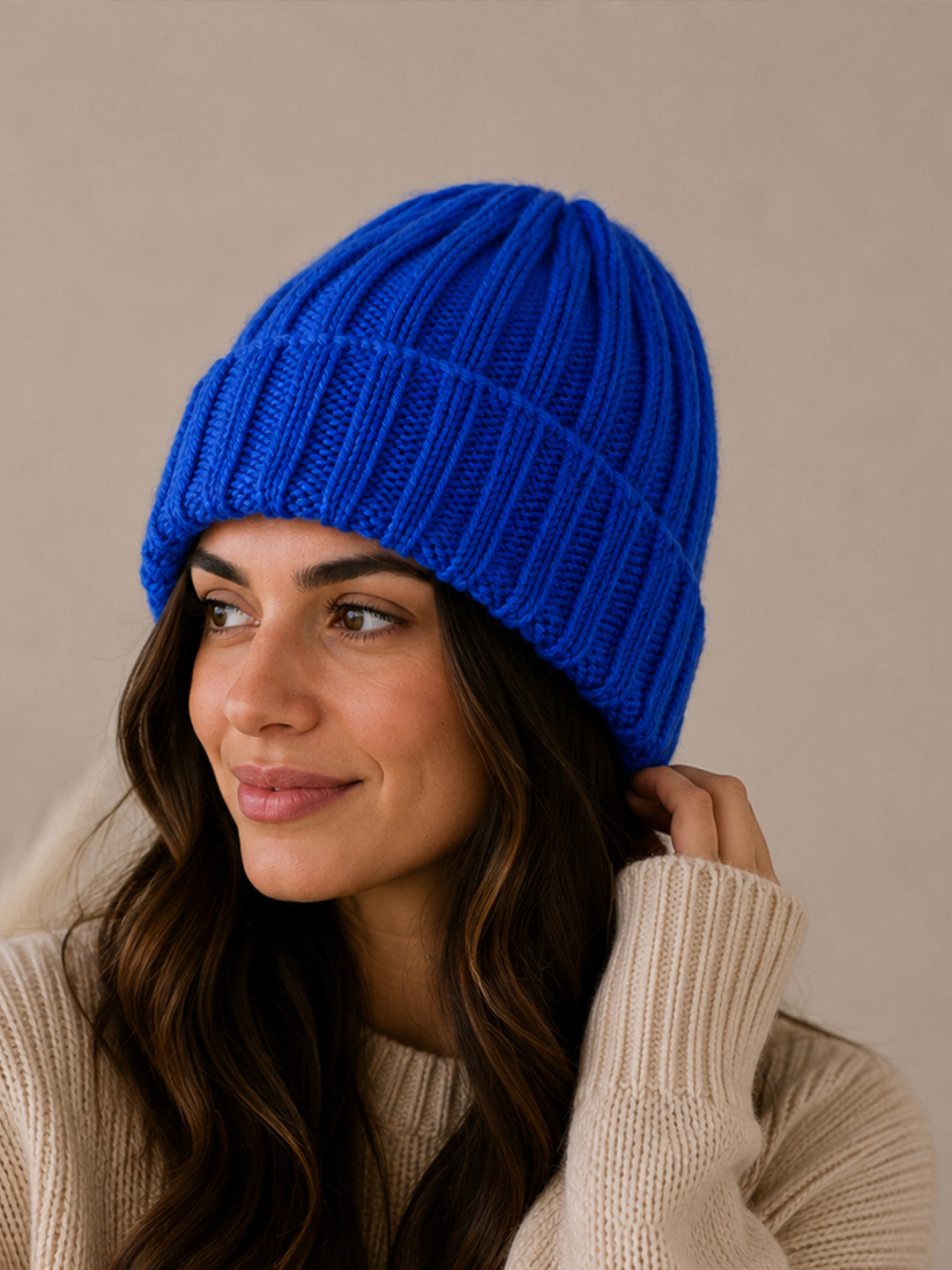 Velvery Handknitted Beanie Cap - Blue