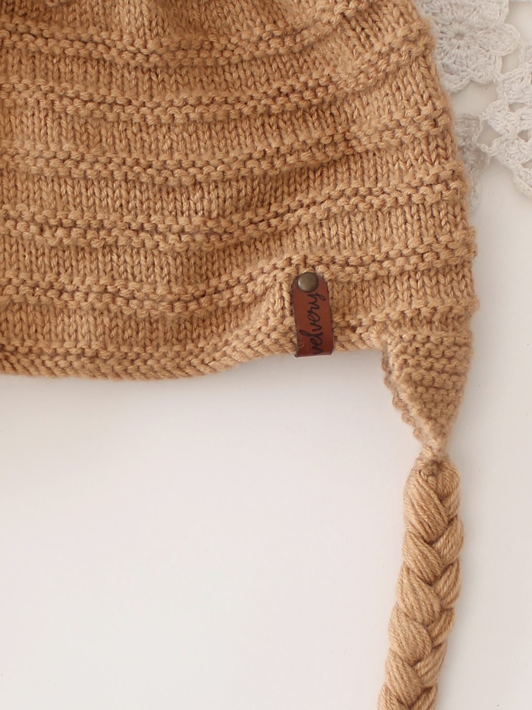Velvery Handknitted Beanie Cap - Beige
