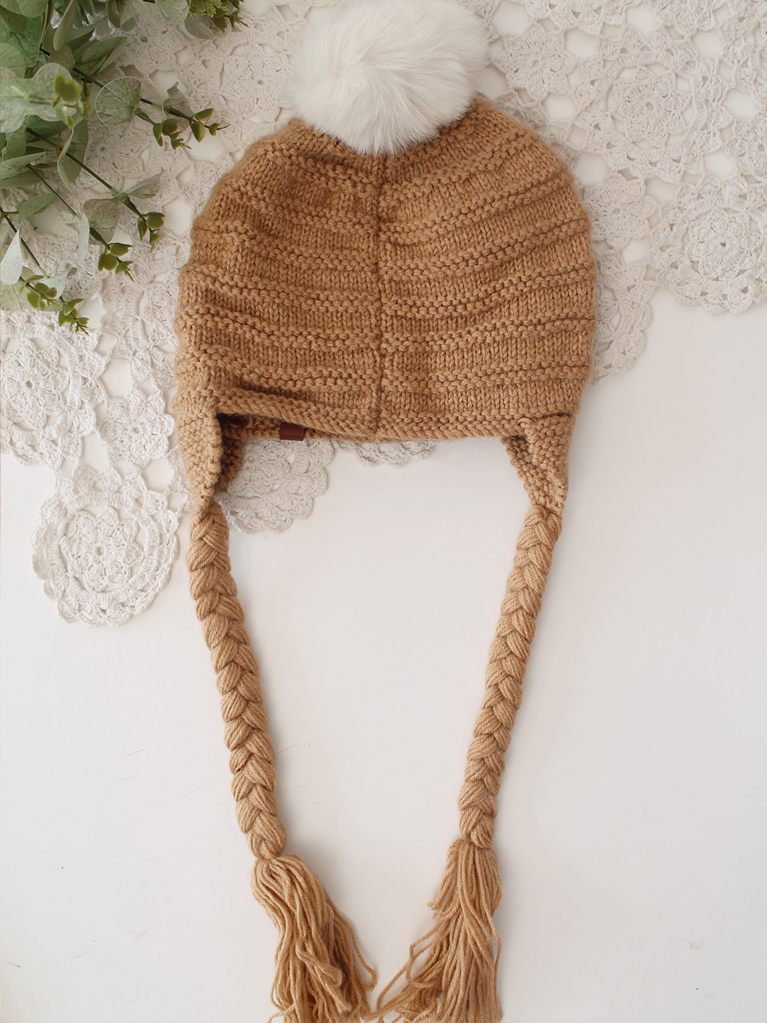 Velvery Handknitted Beanie Cap - Beige