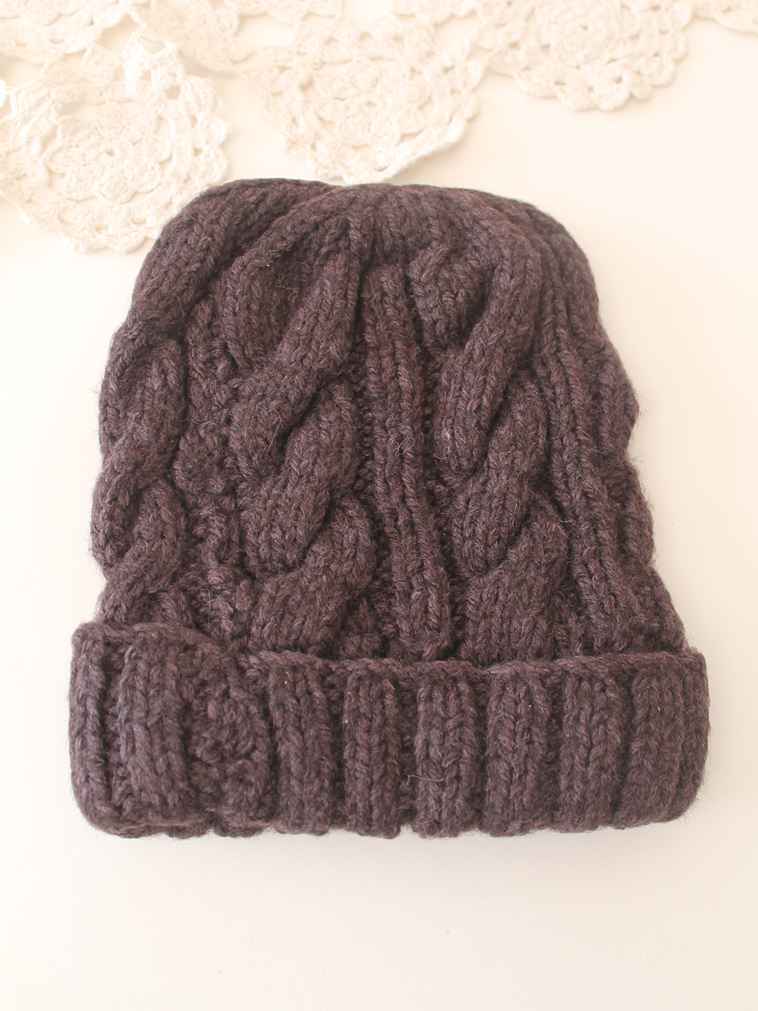 Velvery Handknitted Beanie Cap - Dark Grey