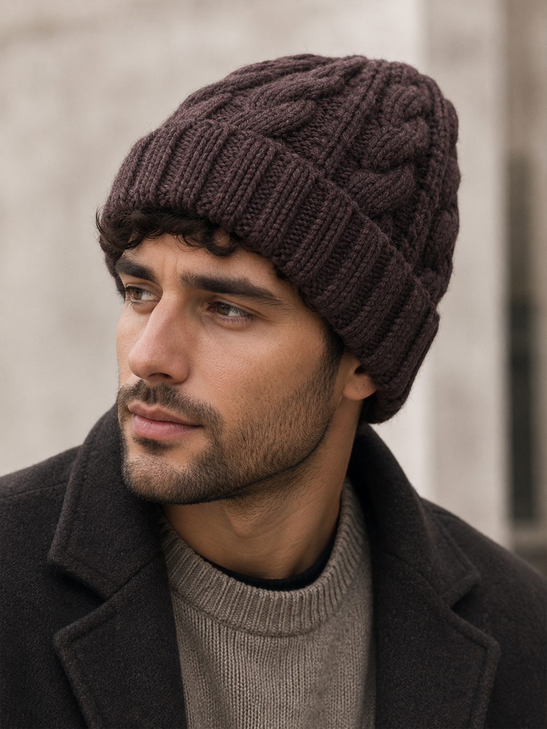 Velvery Handknitted Beanie Cap - Dark Grey