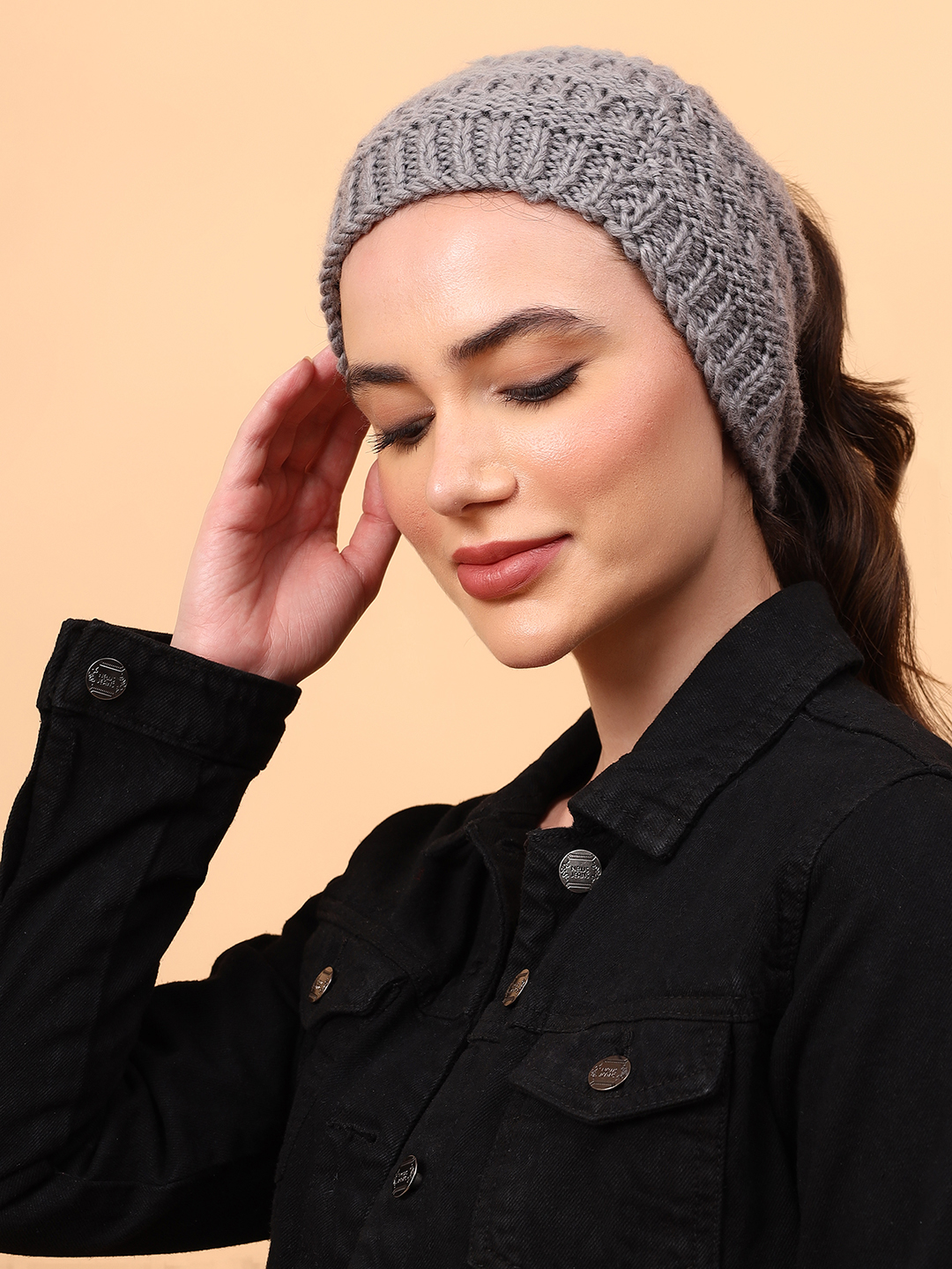 Velvery Garter Stitch Merino Wool Ponytail Cap
