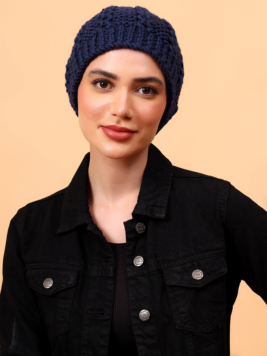 Velvery Self Design Merino Wool Ponytail Cap