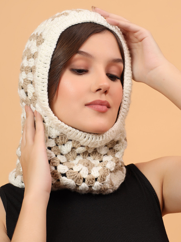 Image of Velvery Crochet Woollen Balaclava - Cream