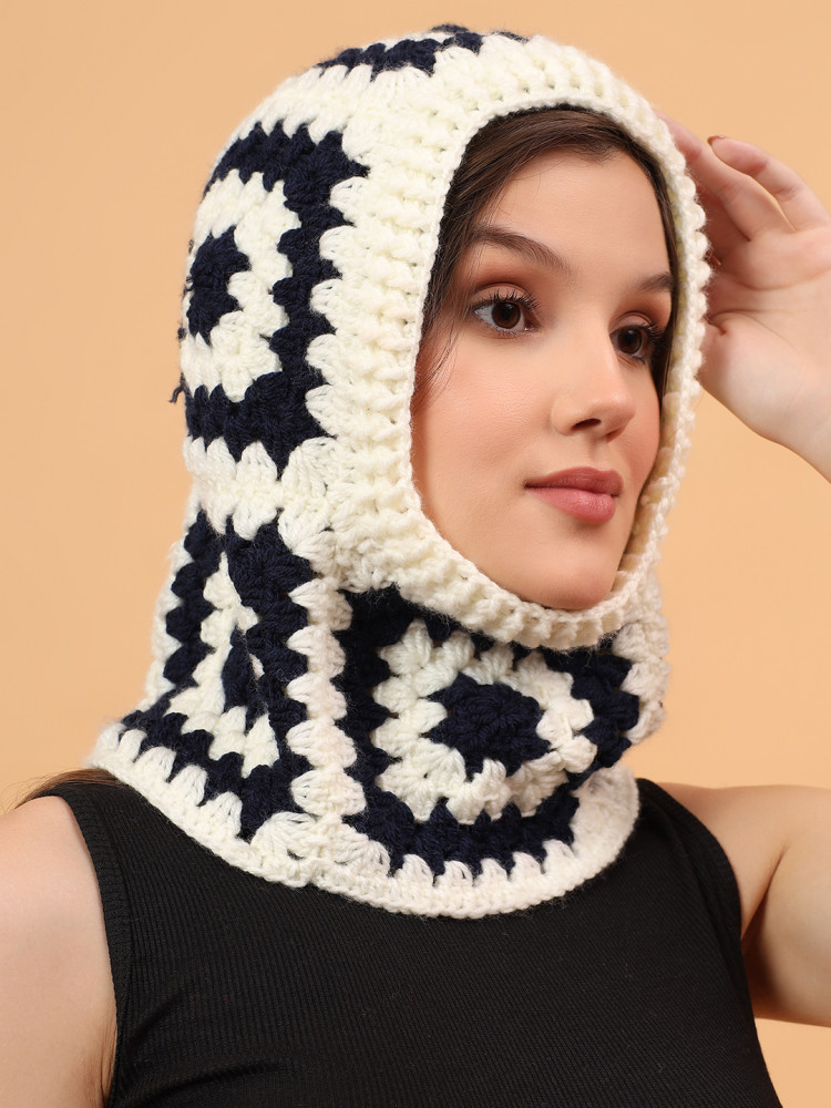 Image of Velvery Crochet Granny Sqaure Balaclava - Black