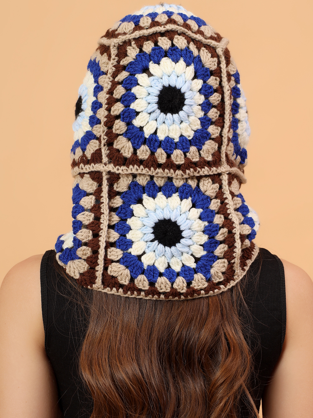 Velvery Crochet Granny Sqaure Balaclava - Multicolor