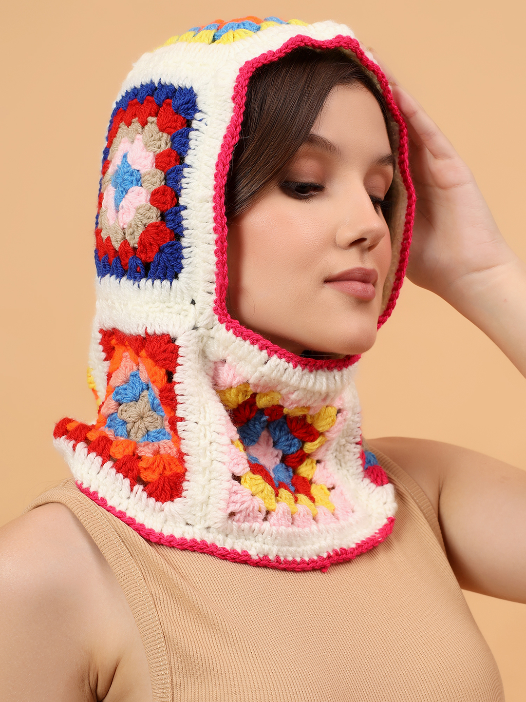 Velvery Crochet Unisex Granny Sqaure Balaclava - Multicolor