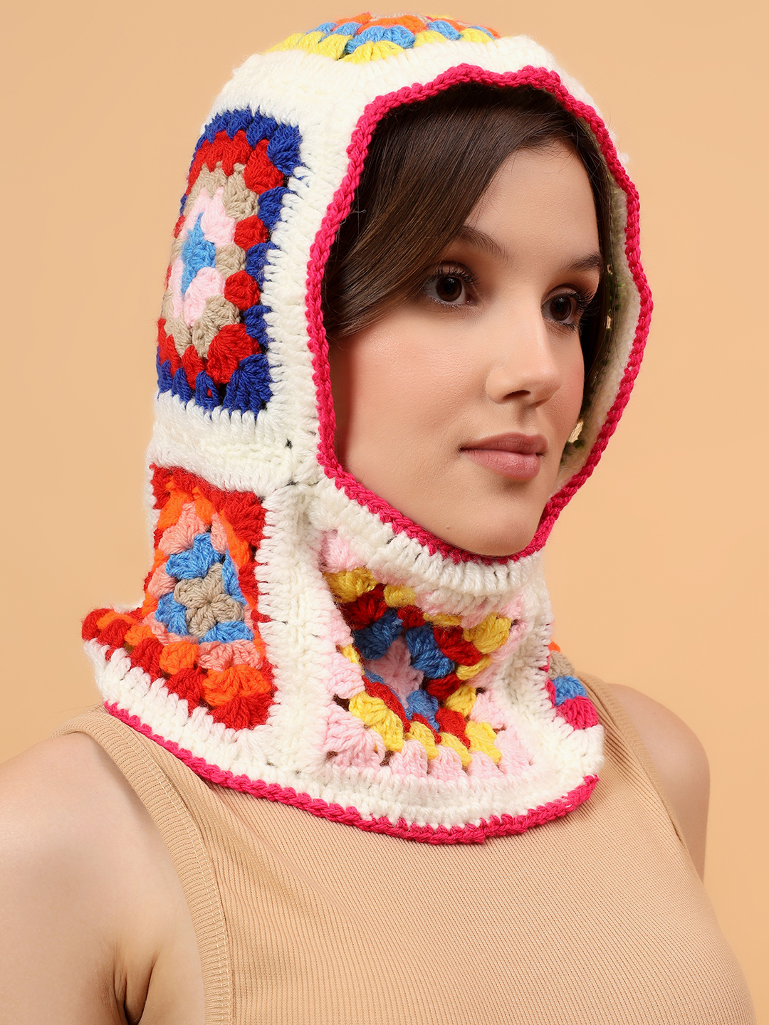 Velvery Crochet Unisex Granny Sqaure Balaclava - Multicolor