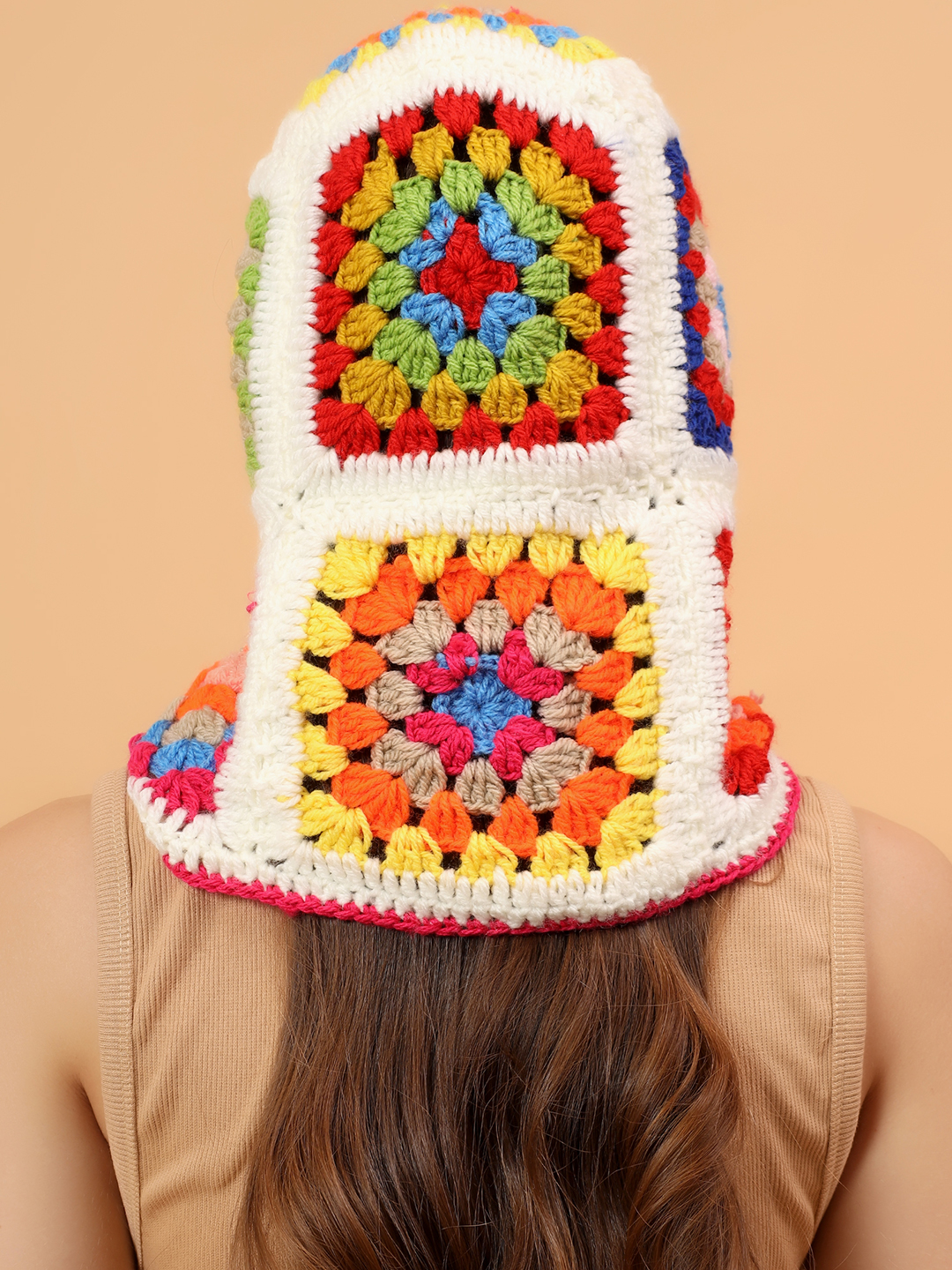 Velvery Crochet Unisex Granny Sqaure Balaclava - Multicolor